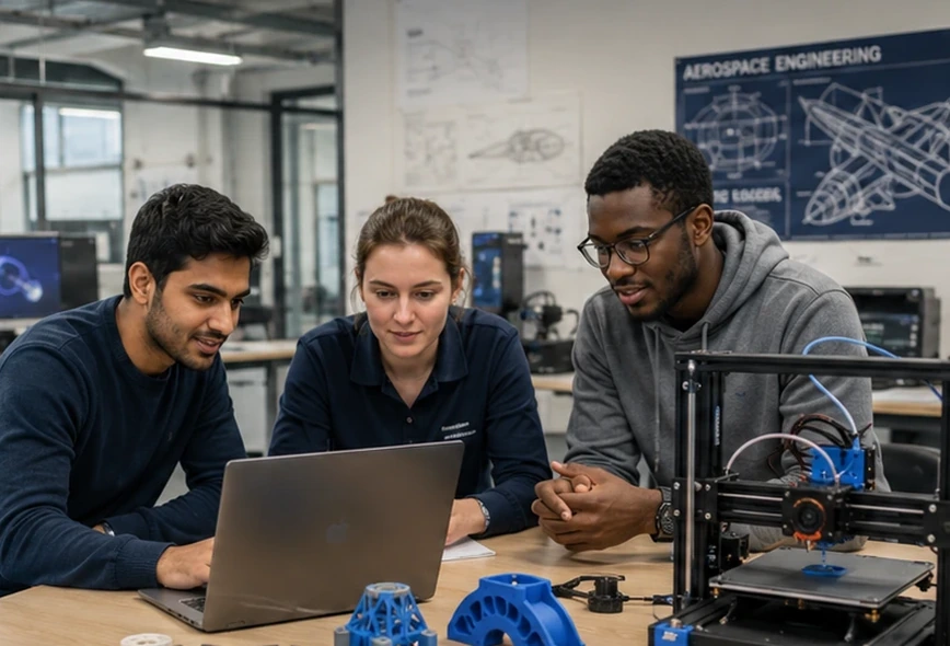 University learner working with CAD in a prototyping environment